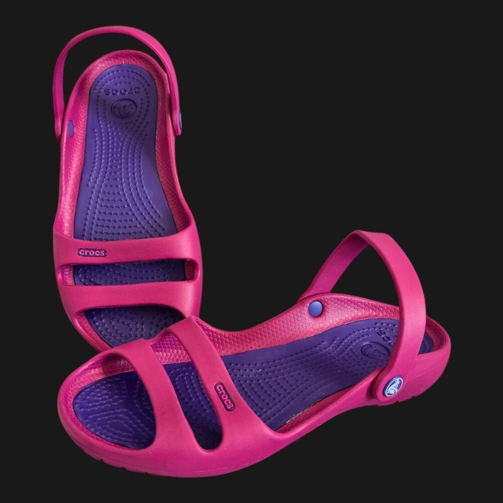Crocs Cleo II Women’s Pink & Purple Slingback Sandals Size 8